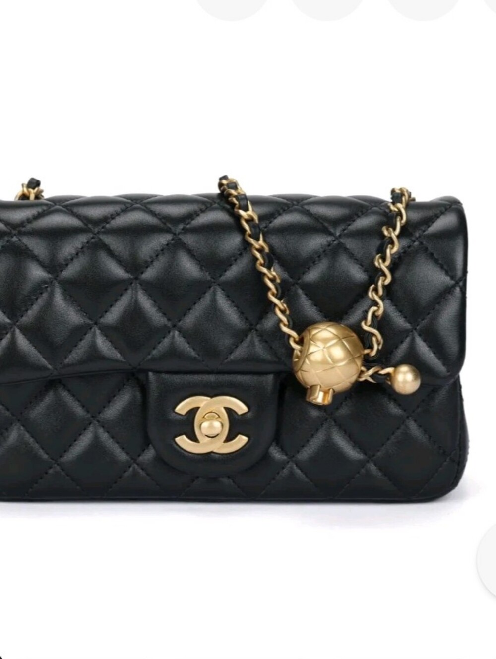 Super Class Quilted Mini Mouth Flap Classic Evening Crossbody Jet Set Black Gold - Picture 2 of 8